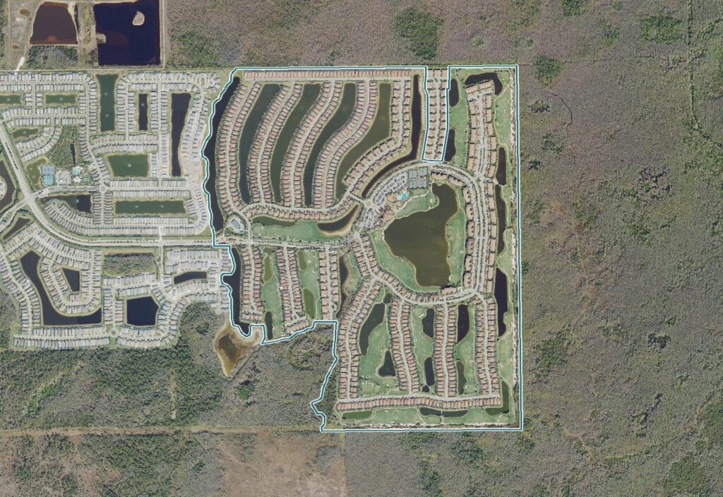 Aerial map of Bonita National with the community boundary