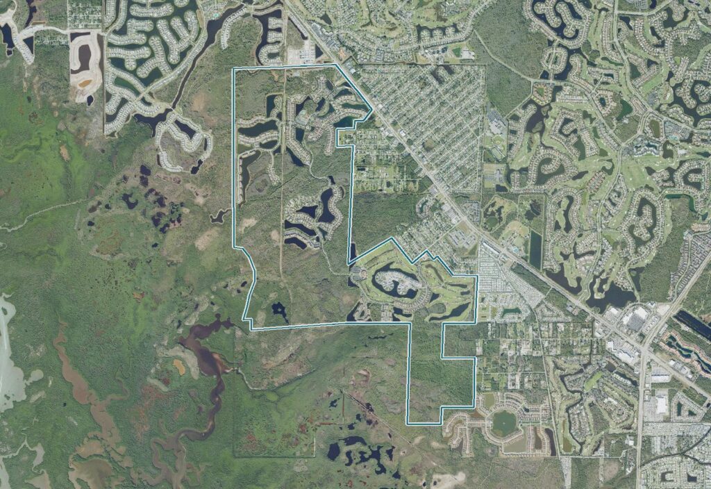 Aerial map of Treviso Bay with the community boundary