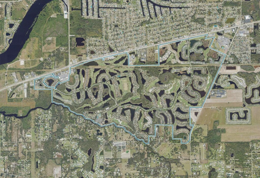 Aerial map of Verandah with the community boundary
