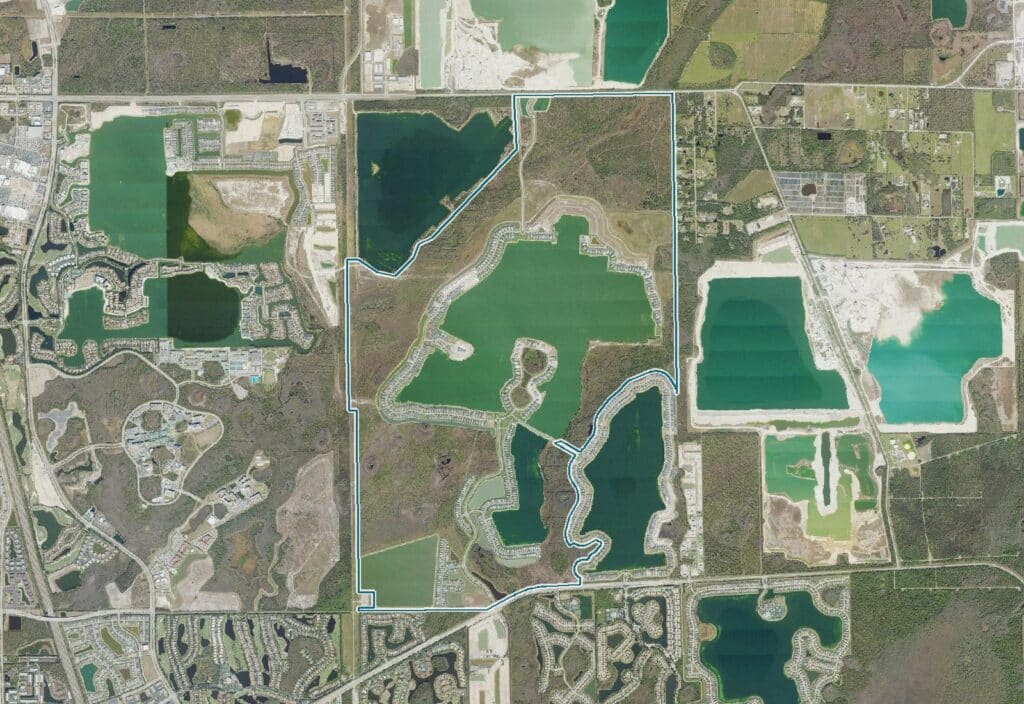 Aerial map of Wildblue with the community boundary